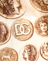 Dolce & Gabbana Brown Ancient Coin Print Silk Shorts Swimwear