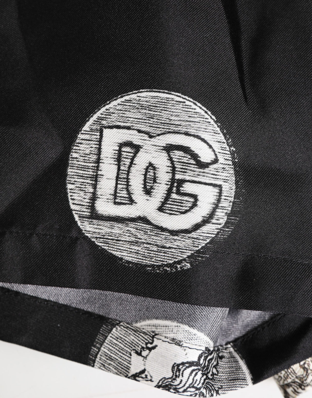 Dolce & Gabbana Black Silk Ancient Coin Print Boxer Short Swimwear