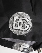 Dolce & Gabbana Black Silk Ancient Coin Print Boxer Short Swimwear