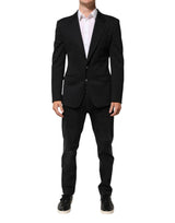 Dolce & Gabbana Dark Blue Cotton Men Jacket Coat Blazer Suit