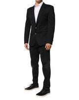 Dolce & Gabbana Dark Blue Cotton Men Jacket Coat Blazer Suit
