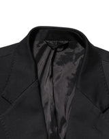 Dolce & Gabbana Dark Blue Cotton Men Jacket Coat Blazer Suit