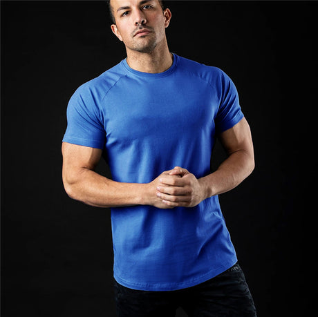 Solid Color Short Sleeve Fitness T-Shirt for Men