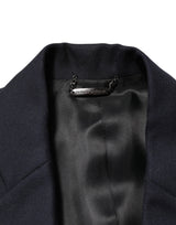 Dolce & Gabbana Dark Blue Wool Men Jacket Coat Blazer Suit