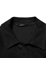 Dolce & Gabbana Black Cotton Denim Stretch Button Up Jacket