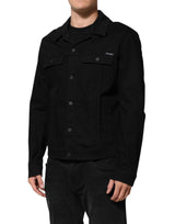 Dolce & Gabbana Black Cotton Denim Stretch Giubbotto Jacket