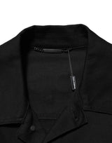 Dolce & Gabbana Black Cotton Denim Stretch Giubbotto Jacket