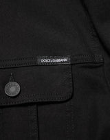 Dolce & Gabbana Black Cotton Denim Stretch Giubbotto Jacket