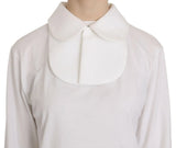 Dolce & Gabbana White Cotton Longsleeve Collared Blouse