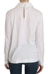 Dolce & Gabbana White Cotton Longsleeve Collared Blouse