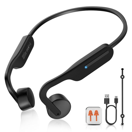 CHENSIVE Bone Conduction Headphones Wireless Headphones Bluetooth 5.3 Open Ear Headphones 10H Playtime Sports Earphones with Mic IPX6 Waterproof Headset for RunningCycling Hiking Driving