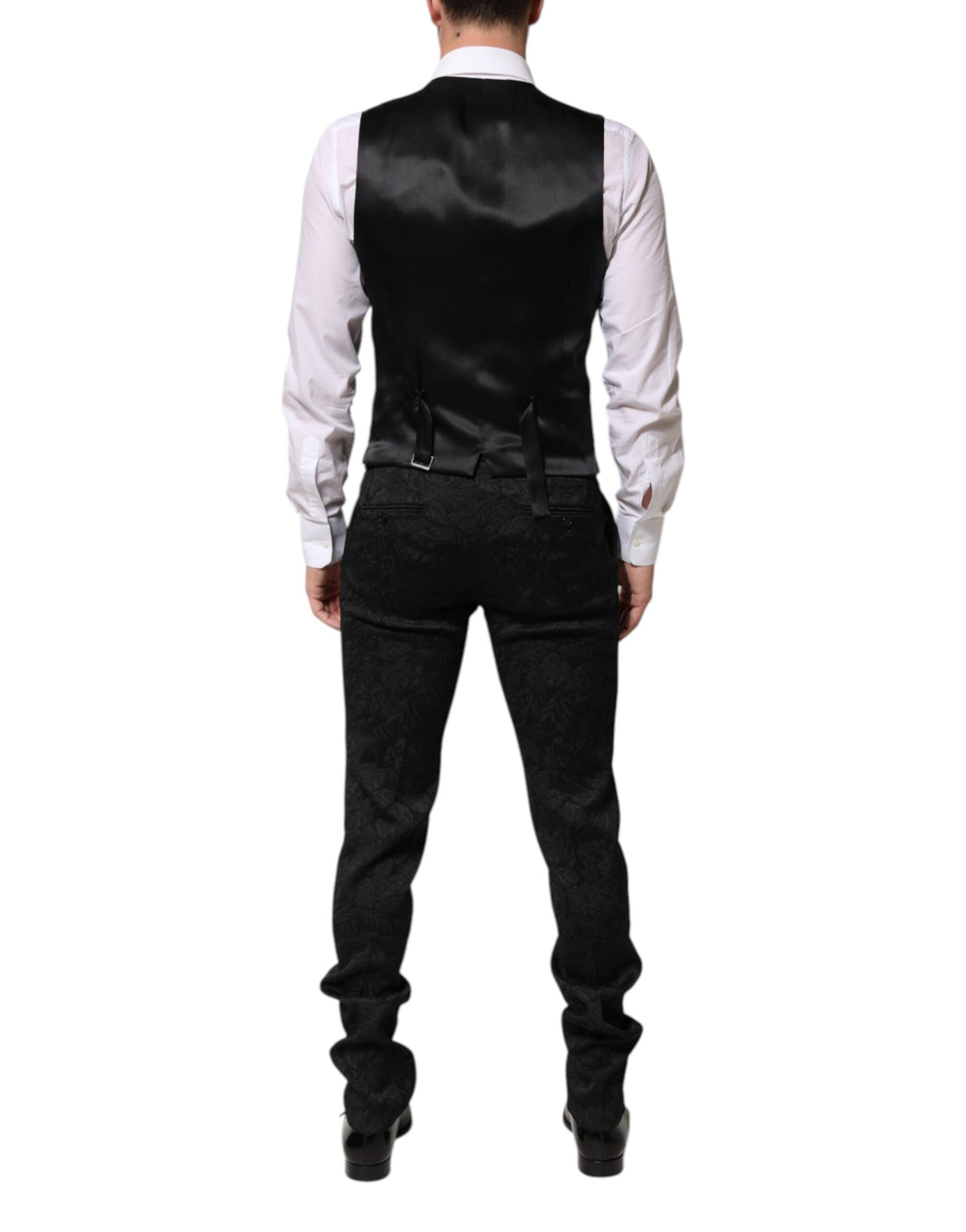 Dolce & Gabbana Black 3 Piece Brocade Jacquard Suit MARTINI