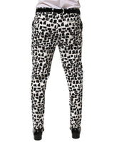 Dolce & Gabbana Black White Abstract Print Cotton Blend Pants