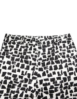 Dolce & Gabbana Black White Abstract Print Cotton Blend Pants