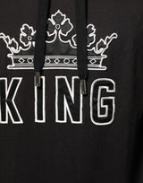 Dolce & Gabbana KING Black Orchid Floral Crown Logo Hoodie Sweater