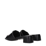 Prada Black Leather Flat Sandals