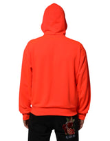 Dolce & Gabbana Red Fluorescent Polyester Logo Patch Hoodie Sweater
