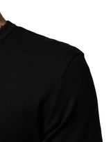 Dolce & Gabbana Black Cotton Velvet Logo Print Men T-shirt