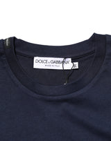 Dolce & Gabbana Dark Blue Cotton DG Logo Print Men’s Top T-shirt