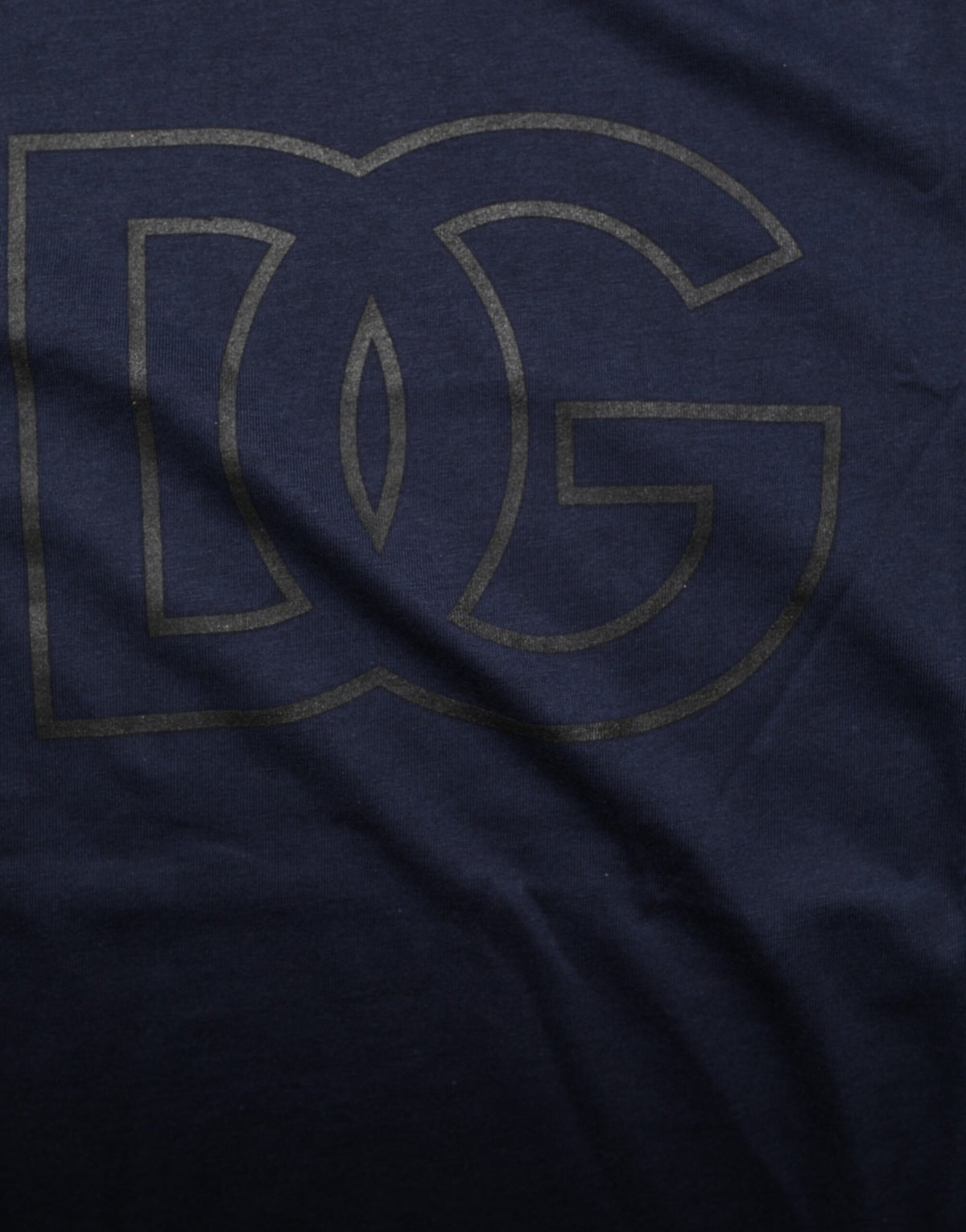 Dolce & Gabbana Dark Blue Cotton DG Logo Print Men’s Top T-shirt