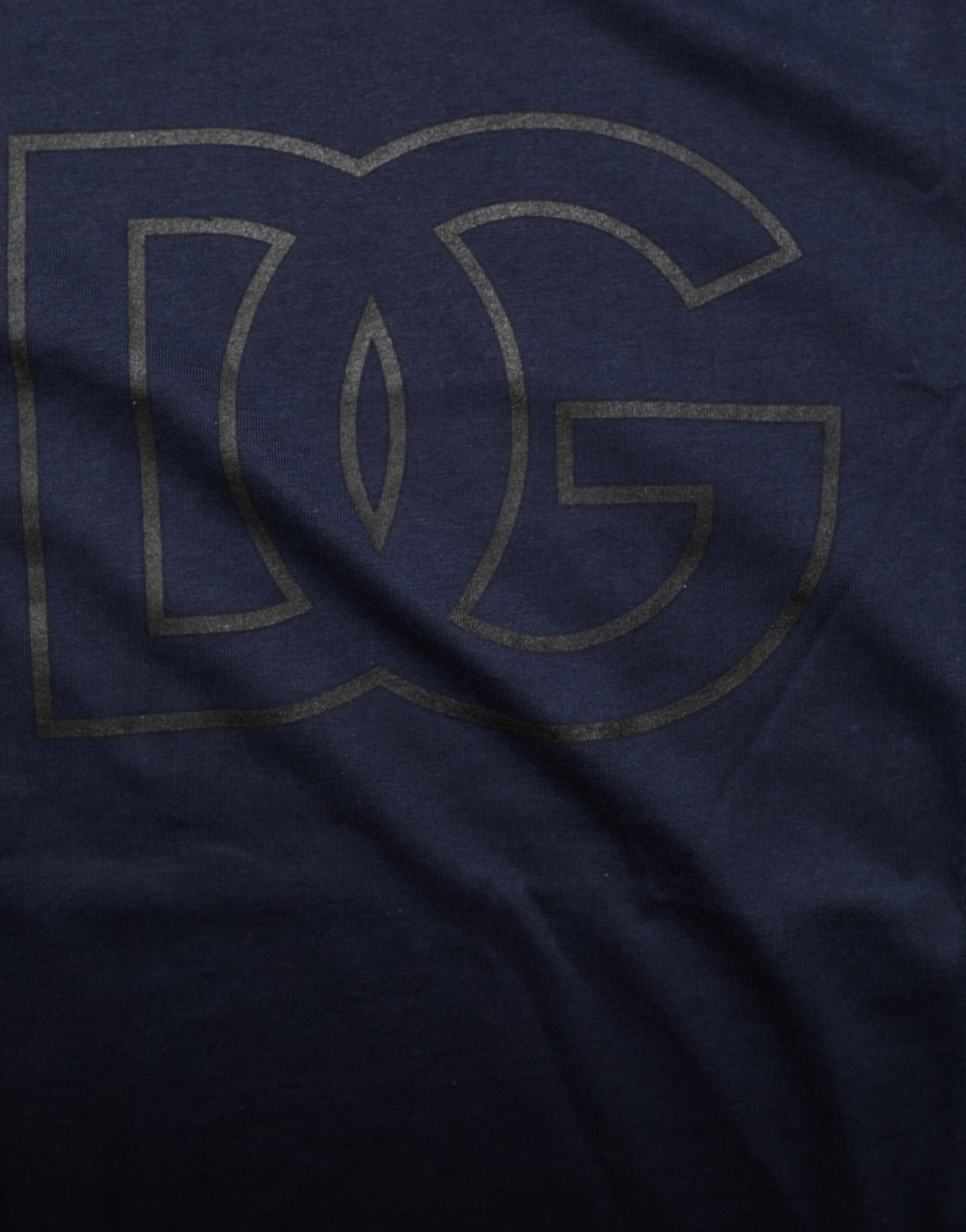 Dolce & Gabbana Dark Blue Cotton DG Logo Print Men’s Top T-shirt