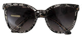 Dolce & Gabbana DG4190 Black Lace Acetate Crystal Round Sunglasses