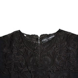 Dolce & Gabbana Black Silk Lace Trim Long Sleeves Blouse Top