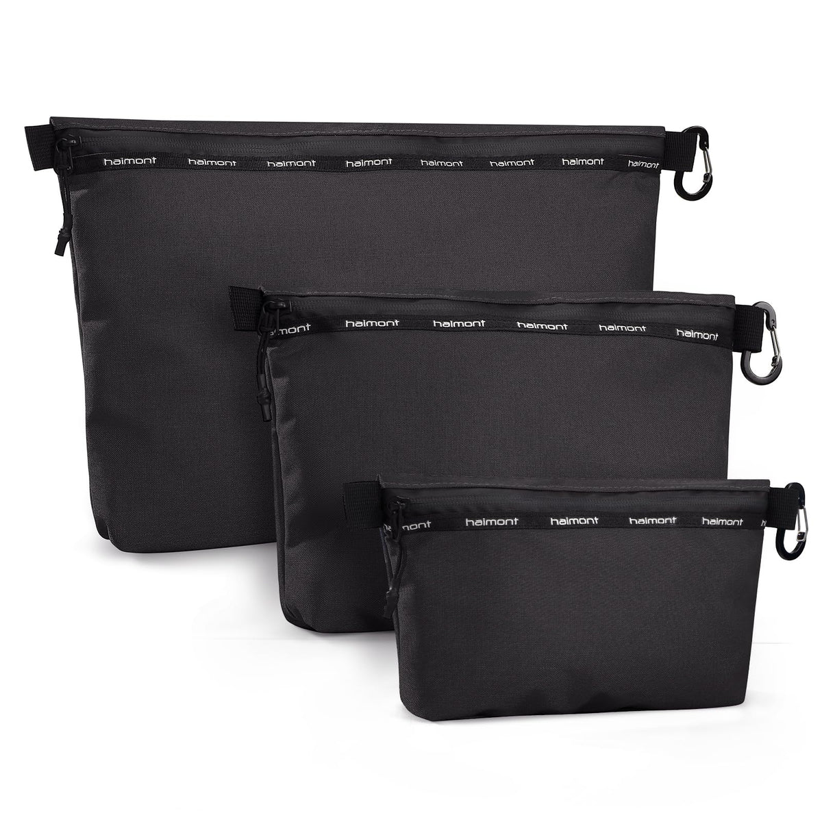 Haimont 3 Sets Zipper Pouch Travel Packing Bags for Toiletry Makeup Cosmetic Accessory Tool Small Organizer Bag Water Resistant Grey