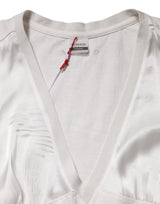 PINKO White Silk Blend Lace Trim Sleeveless V-Neck Women’s Top