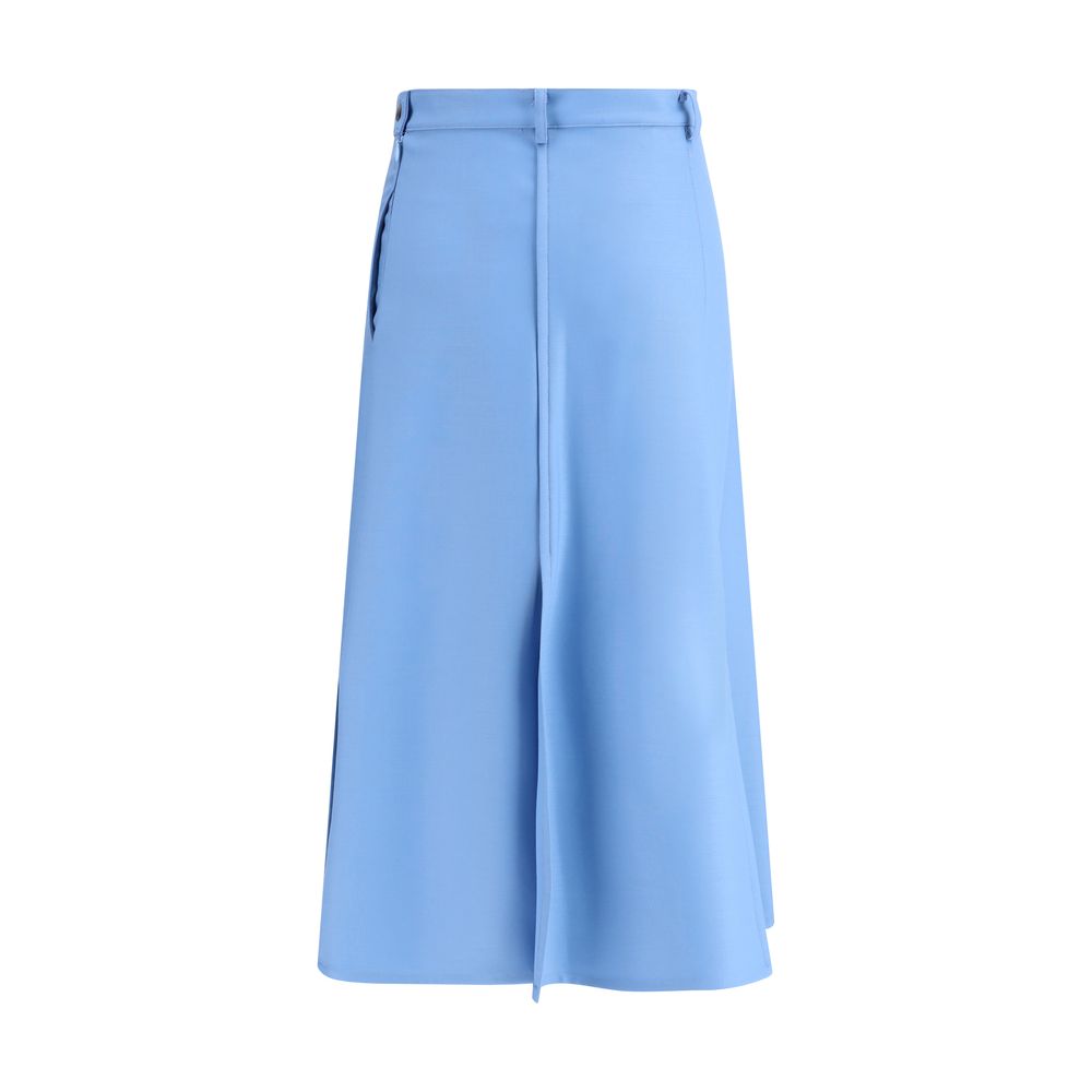 Crida Milano Light Blue Wool Midi Skirt