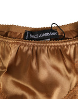 Dolce & Gabbana Brown Lace Silk Satin Slip Panties Underwear