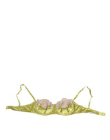 Dolce & Gabbana Lime Green Silk Satin Lace Padded Balconnet Underwear