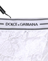 Dolce & Gabbana White Lace Slip Brief Logo Waistband Underwear