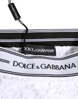 Dolce & Gabbana White Lace Slip Brief Logo Waistband Underwear