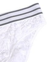 Dolce & Gabbana White Lace Slip Brief Logo Waistband Underwear