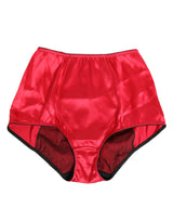 Dolce & Gabbana Red Silk Satin High-Waist Briefs Underwear