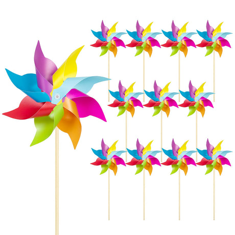 12 Pack Rainbow Pinwheels for Yard and Garden Rainbow Party Decorations for Kids Colorful Garden Wind Spinners Outdoor Decor Party Favors for Kids Lawn Yard Garden Patio