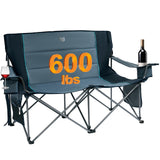 TIMBER RIDGE Oversized Double Camping Chairs Camping Couch 2 Person Camping Loveseat Double Folding Camp Chair with Wine Glass Holder Portable Chair for Outdoor Lawn Chairs Indoor Supports 600LBS