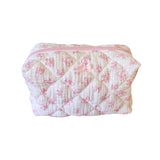 ZUNUONUO Cotton Quilted Makeup Bag Coquette Accessories Make up Bag Organizer Cute bow Cosmetic Pouch Travel Makeup Bag for Women bowknot