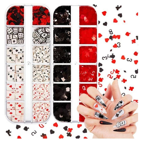 Poker Nail Charms (2 Boxes) Charms for Nails Design for Acrylic Nails Dice Nail Art Nail Jewels for Nail Art Nail Supplies