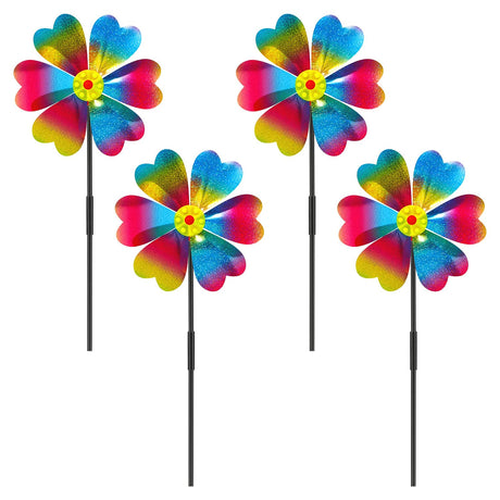 4PCS Wind Spinners for Yard and Garden Sparkly Lawn Yard Decorations Pinwheels Colorful Whirligigs Windmill for Christmas Outdoor Decor (Sparkly)