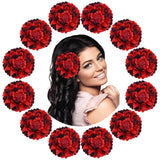 Lawie 12 Pack Colorful Artificial Peony Flower Hair Clips Big Flower Brooch Pins Peonies Hair Barrette Floral Hair Pins Wedding Party Large Flower Hair Accessories for Women (Red)