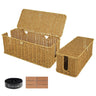 Cable Management Box 2PCs Extra Large Medium Cord Hider Organizer Boxes Sturday Rattan Cord Hider Box with 4 Open Slots Cable Box Organizer with Lid &Button to Hide Power Strips TV Wires USB Hub