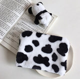 Cow Print Plush Makeup Organizer and Coin Purse for Girls