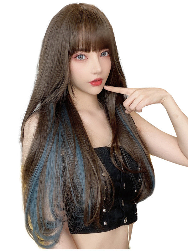 "Long Straight Hair with Celebrity Style Highlights"