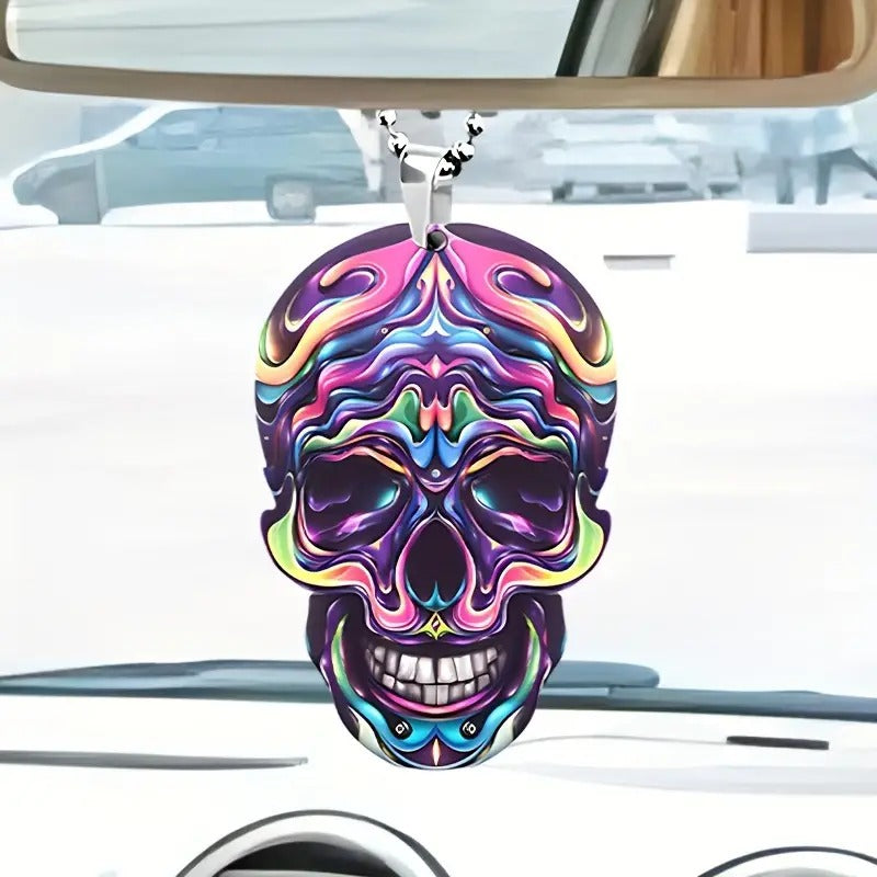 Neon Skull Acrylic Pendant for Car and Bag Accessories