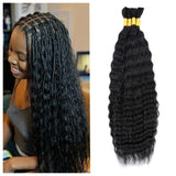 ZVBULK Super Wave Bulk Human Hair Wet and Wavy Braiding Hair - French Braiding Hair No Weft 100% Virgin 100g (1Pack-4PCS) Boho Braids (Natural Black 22 Inch)