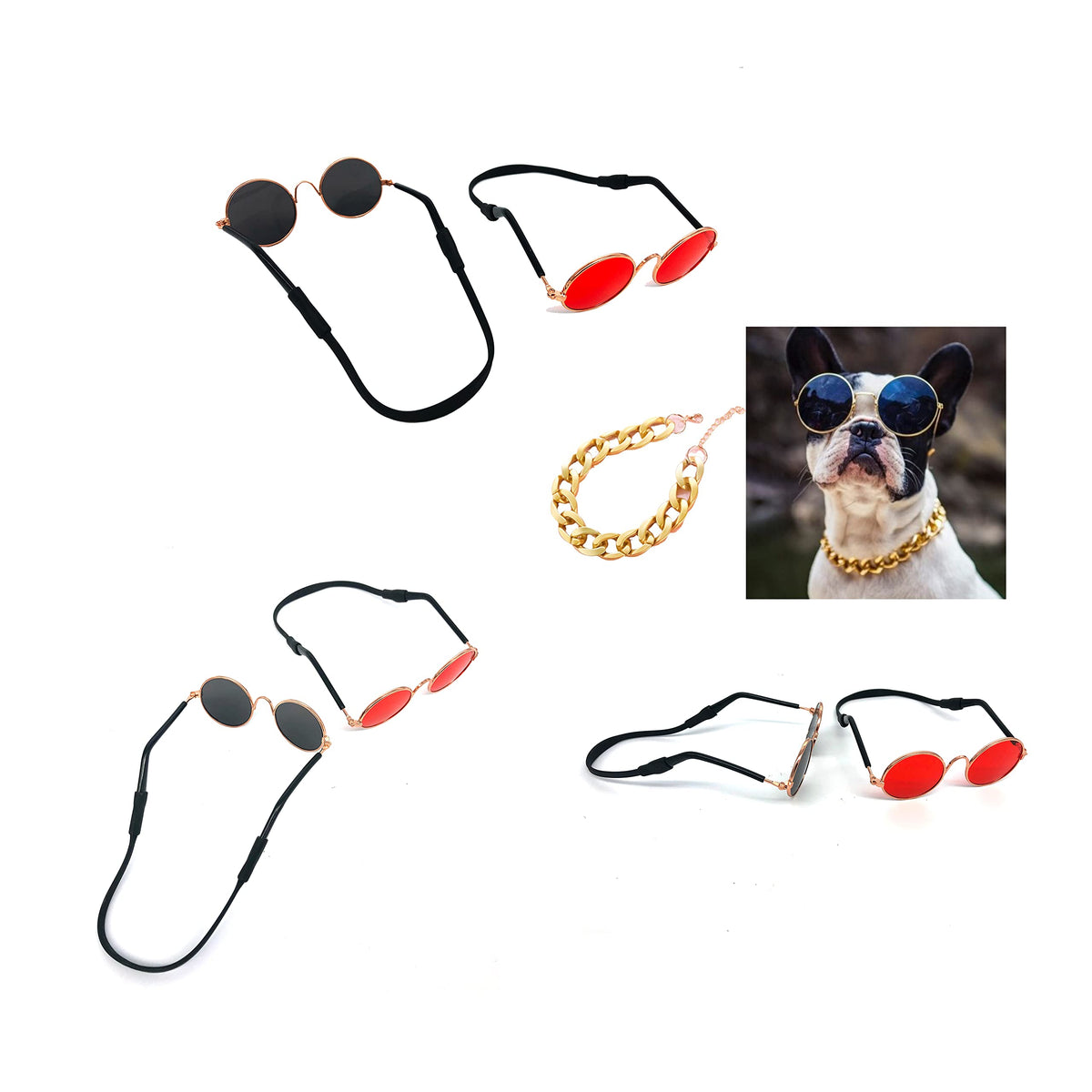 Cool Pet Glasses Kitten Sunglasses Big Size 5.3inch Pet Art Photography Glasses Accessories Cute Glasses Cosplay Costume Photos Props Random Color (6 Pieces Dog Sunglass)
