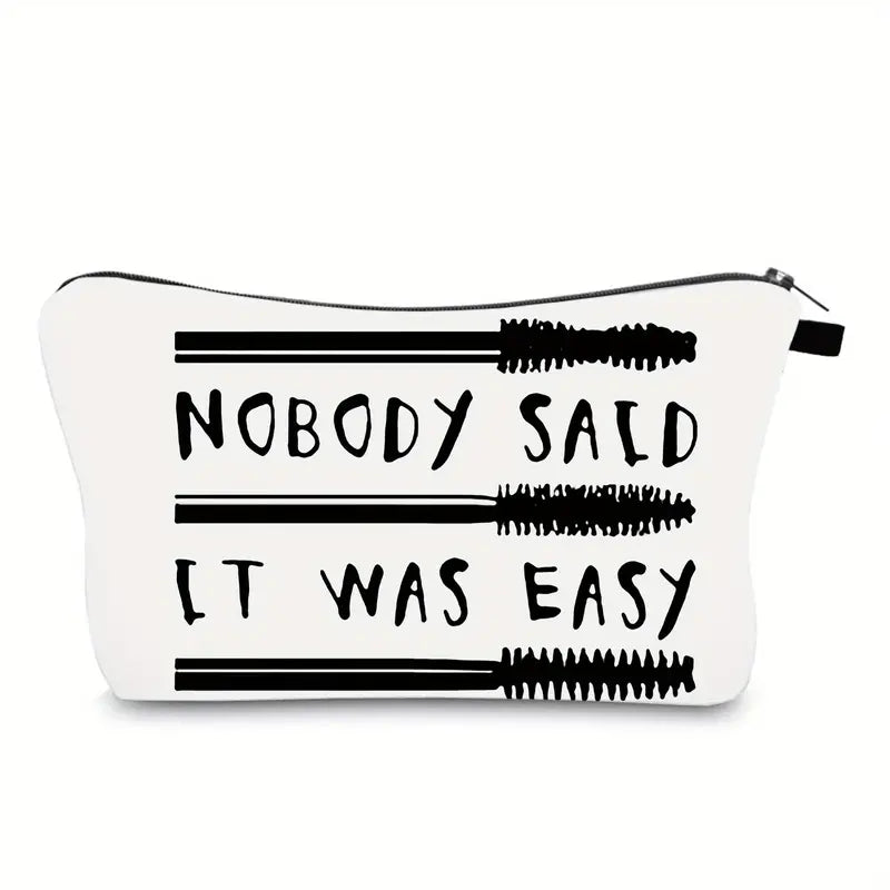 Eyelash Brush & Letter Print Makeup Bag Organizer