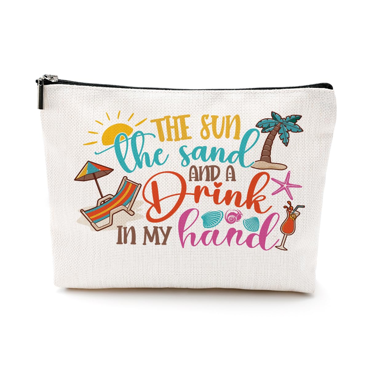 Funny Beach Gifts for Women Cosmetic Bag Vacation Beach Themed Gifts for Beach Lover Summer Lovers Makeup Bag Girls Trip Gifts Beach Stuff Necessities for Bestie Her Birthday Christmas Graduation